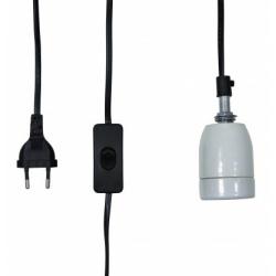Suporte cerâmico com cabo e interruptor.
